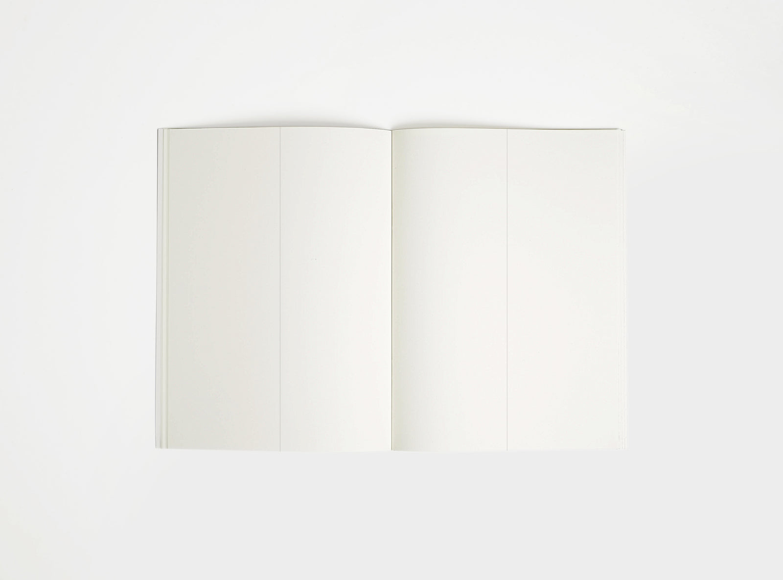 Open notebook booq with white pages on a white background