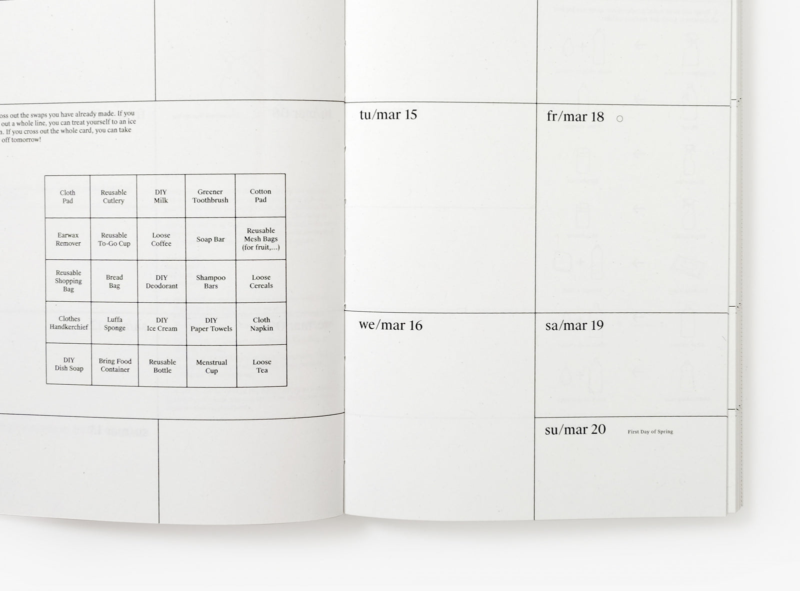 Detail of a spread from our 2022 planner.