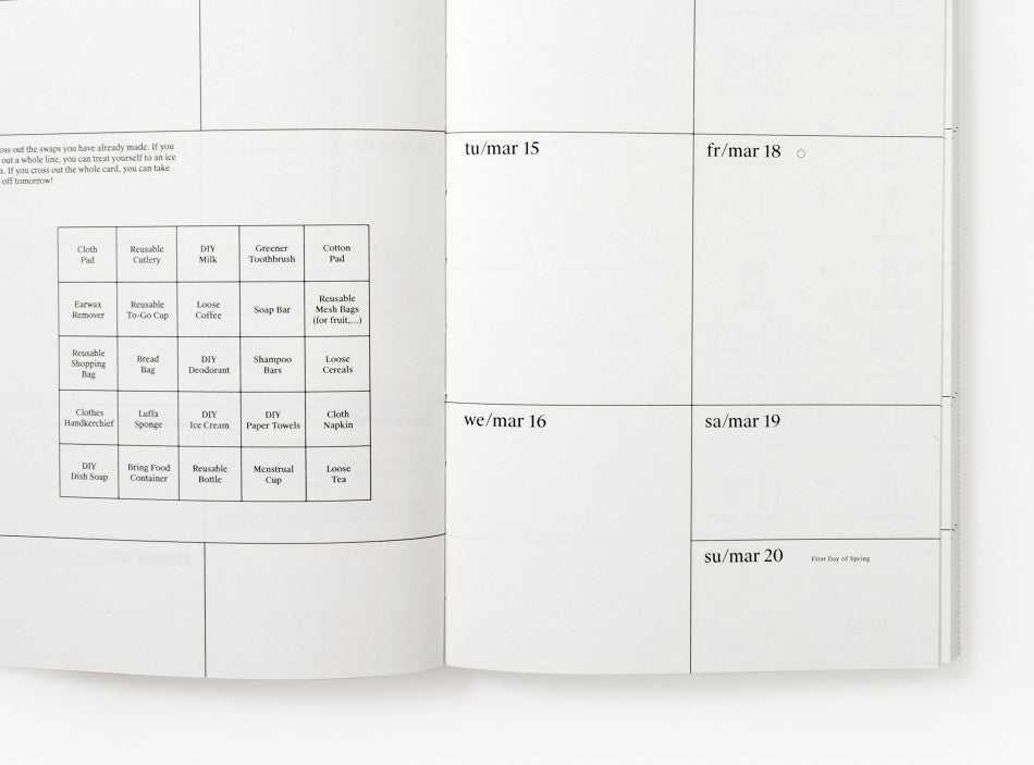 Detail of a spread from our 2022 planner.