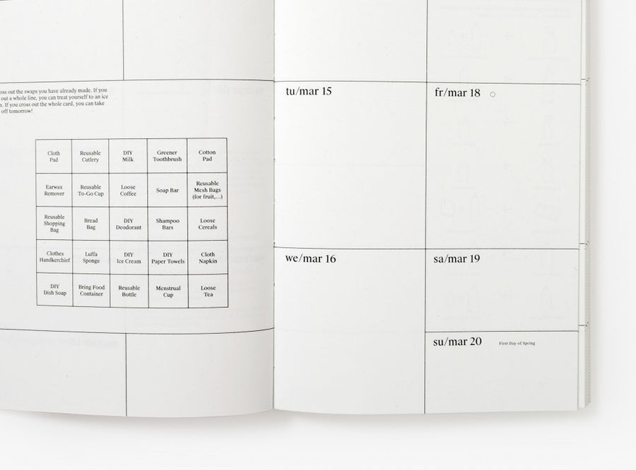 Detail of a spread from our 2022 planner.