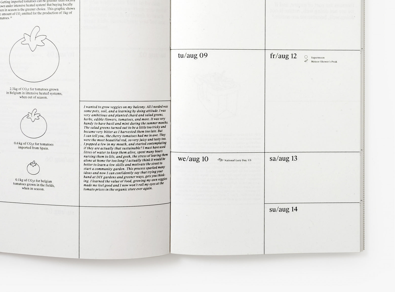 Detail of a spread from our 2022 planner.