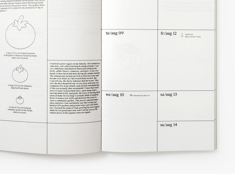 Detail of a spread from our 2022 planner.