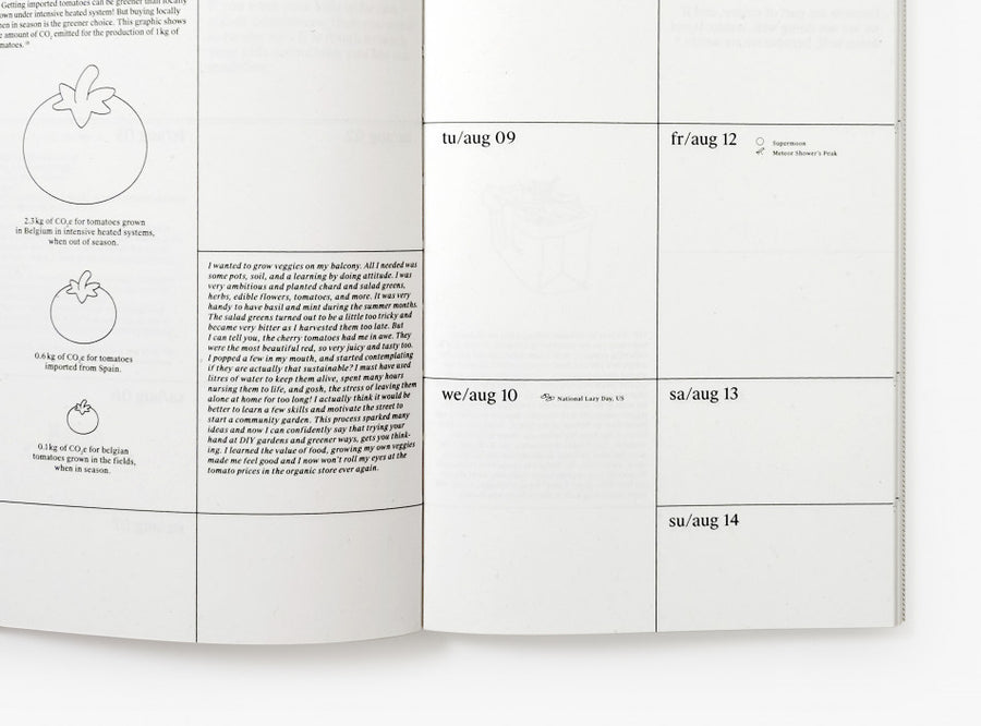 Detail of a spread from our 2022 planner.