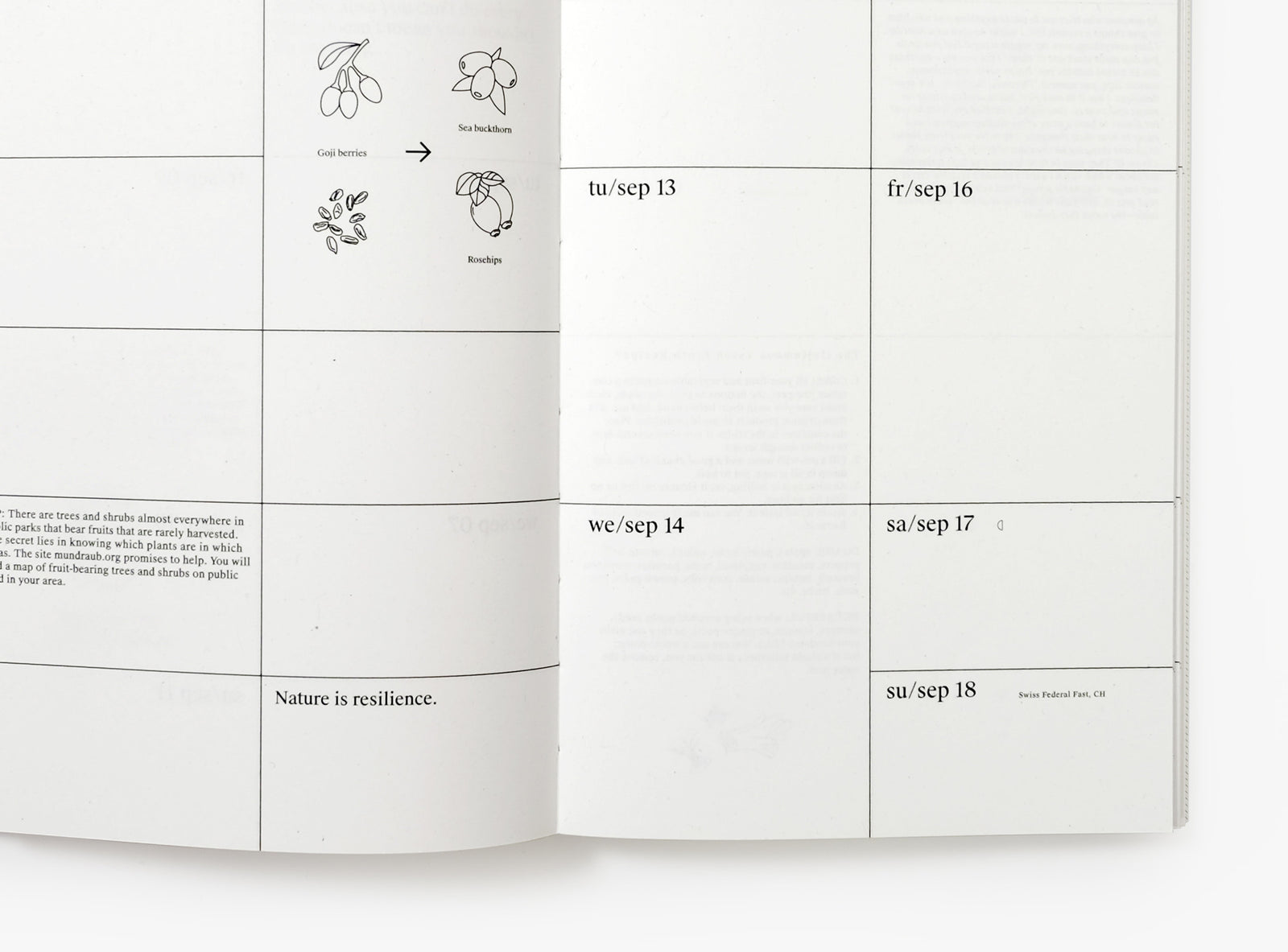 Detail of a spread from our 2022 planner.