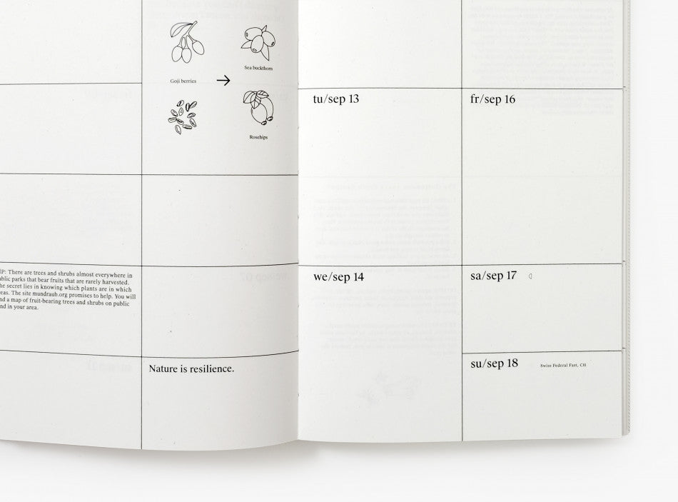Detail of a spread from our 2022 planner