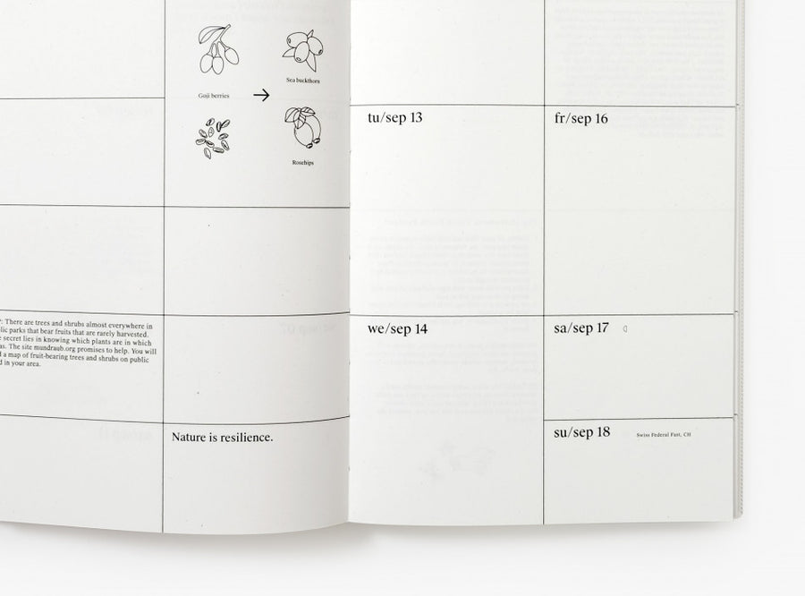 Detail of a spread from our 2022 planner