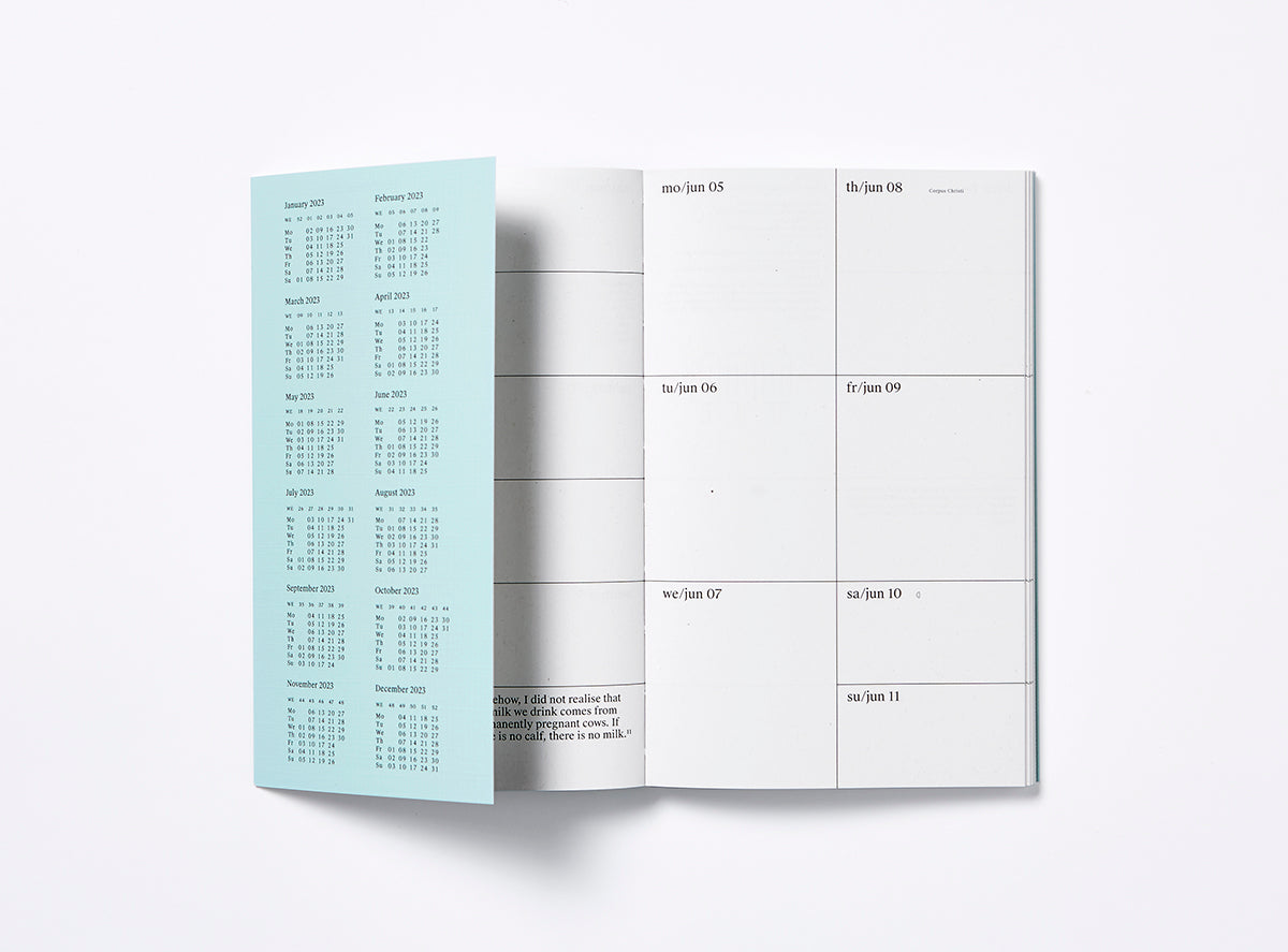 First spread of our 2023 planner with the bandana showing the year calendar.