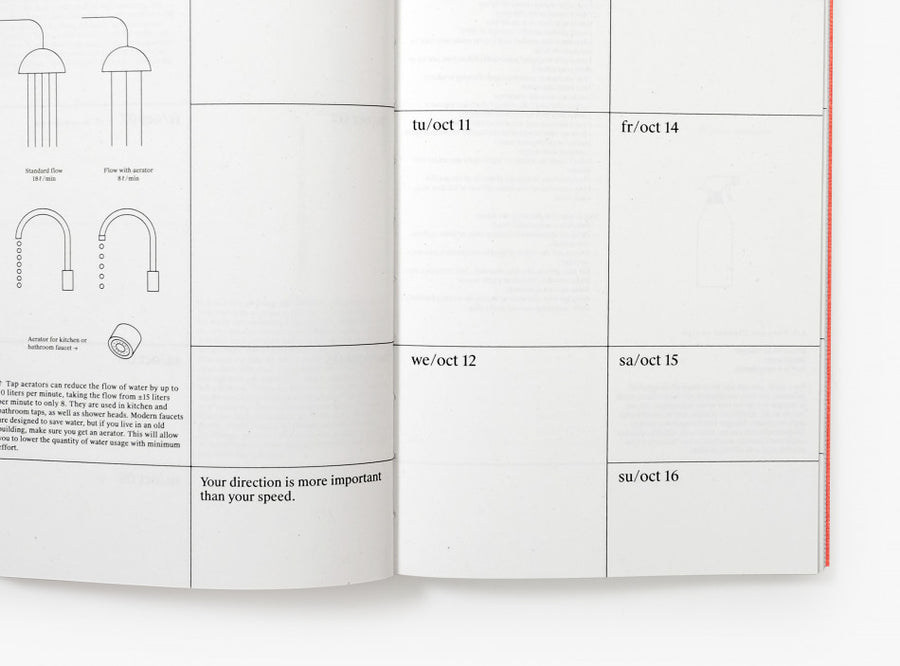 Detail of a spread from our 2022 planner