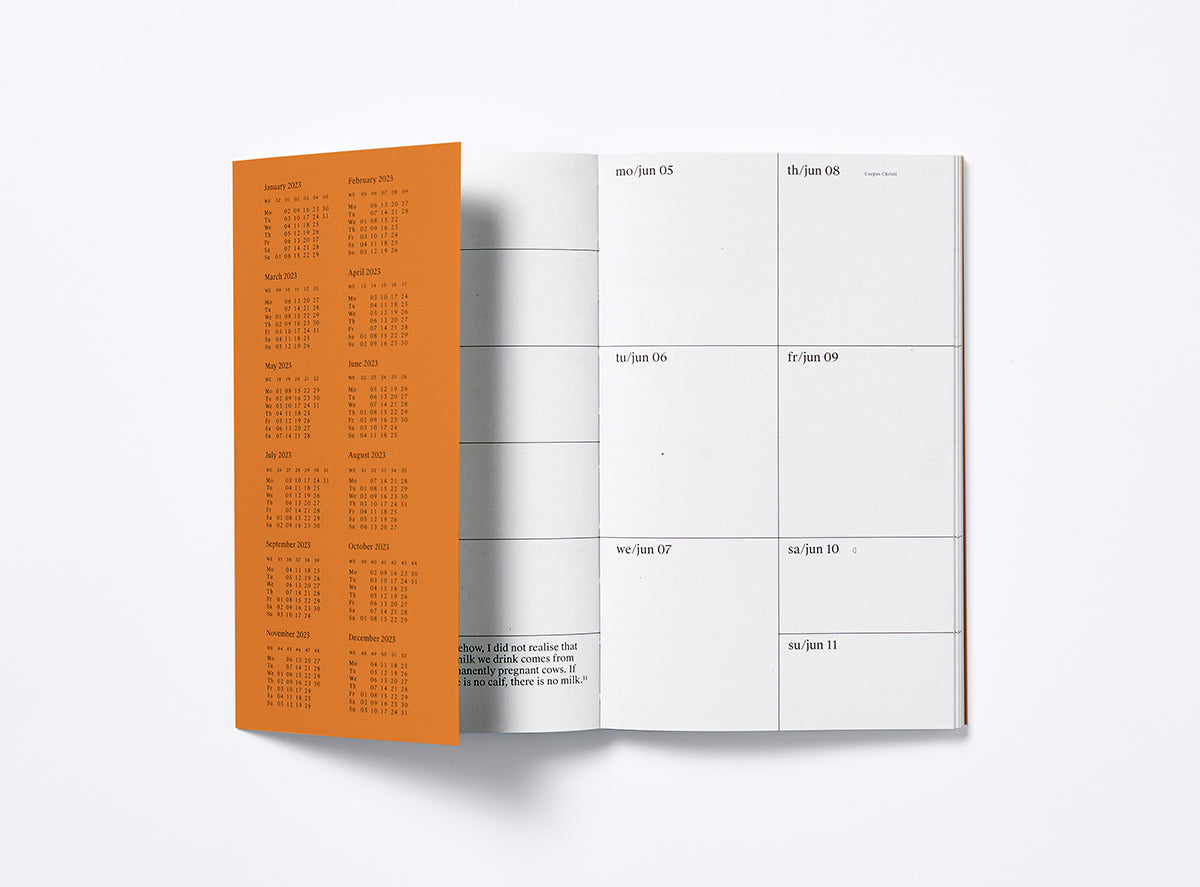 First spread of our 2023 planner with the bandana showing the year calendar.