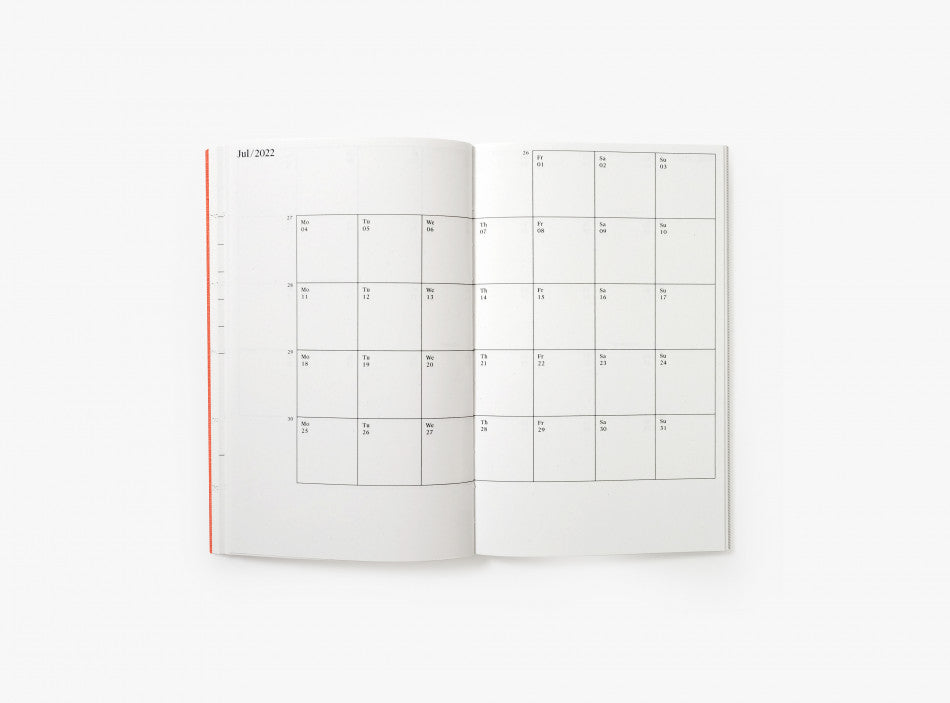 Spread of our 2022 planner showing a month calendar view.