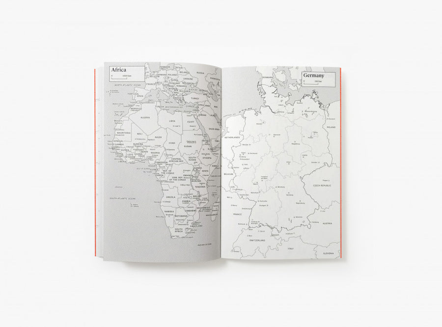 Spread of our 2022 planner with Africa and Germany map.