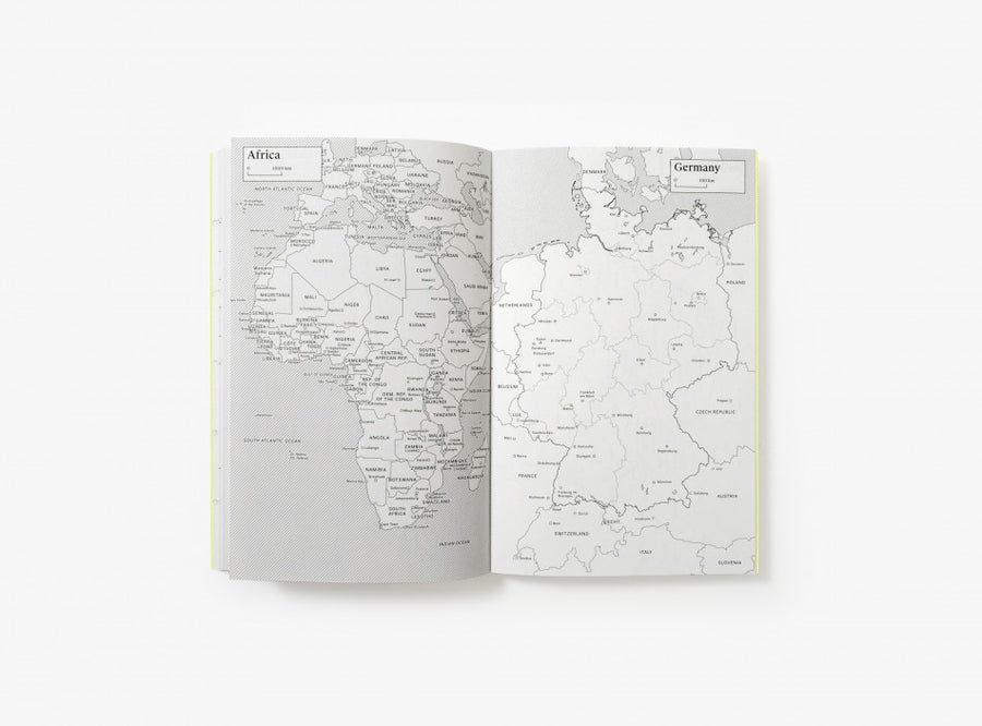 Spread of our 2022 planner with Africa and Germany map.