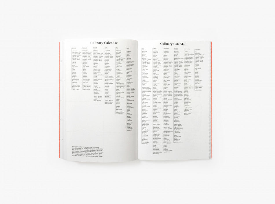 Spread from our 2022 planner with a culinary calendar.