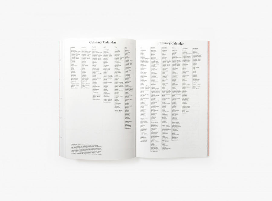 Spread from our 2022 planner with a culinary calendar.