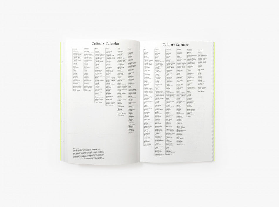 Spread from our 2022 planner with a culinary calendar.