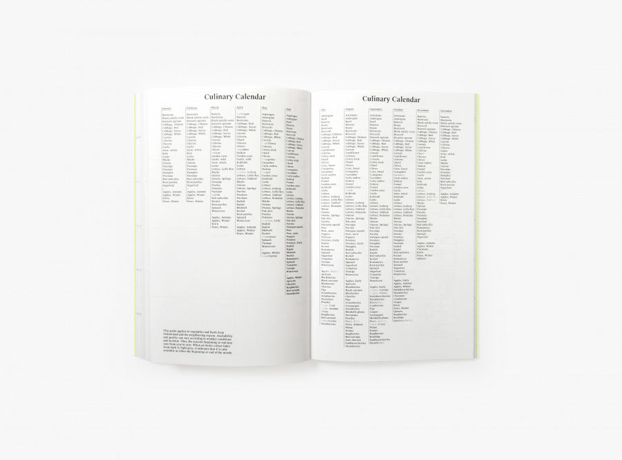 Spread from our 2022 planner with a culinary calendar.