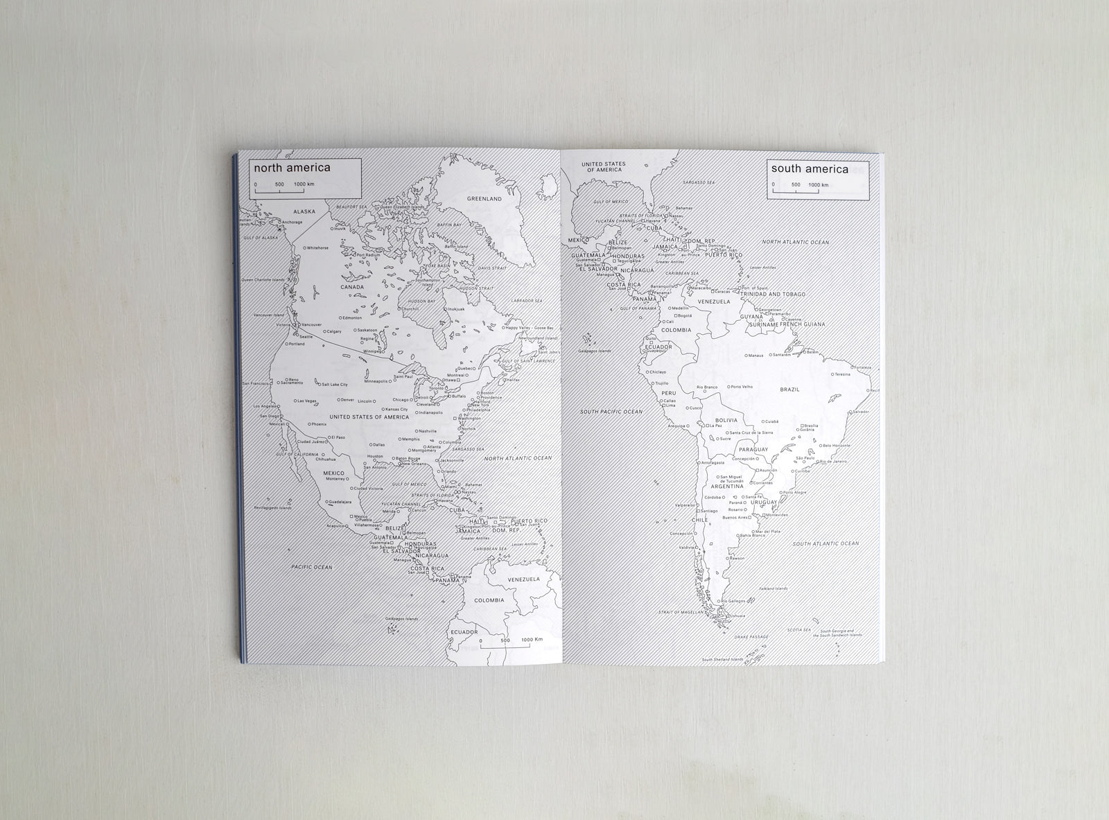 Spread from our white planner from 2017 which motto was I'm Feeling Lucky. This spread shows a the world map.