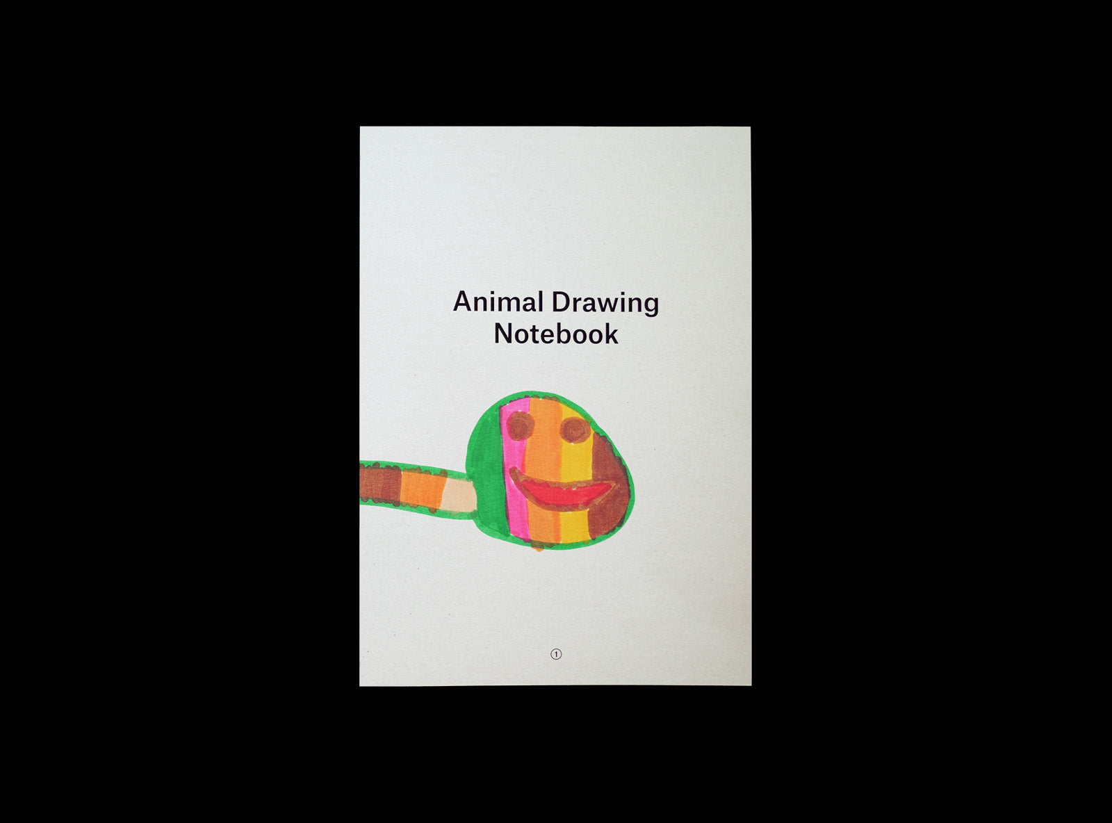 Cover of animal drawing notebook with a kid's drawing
