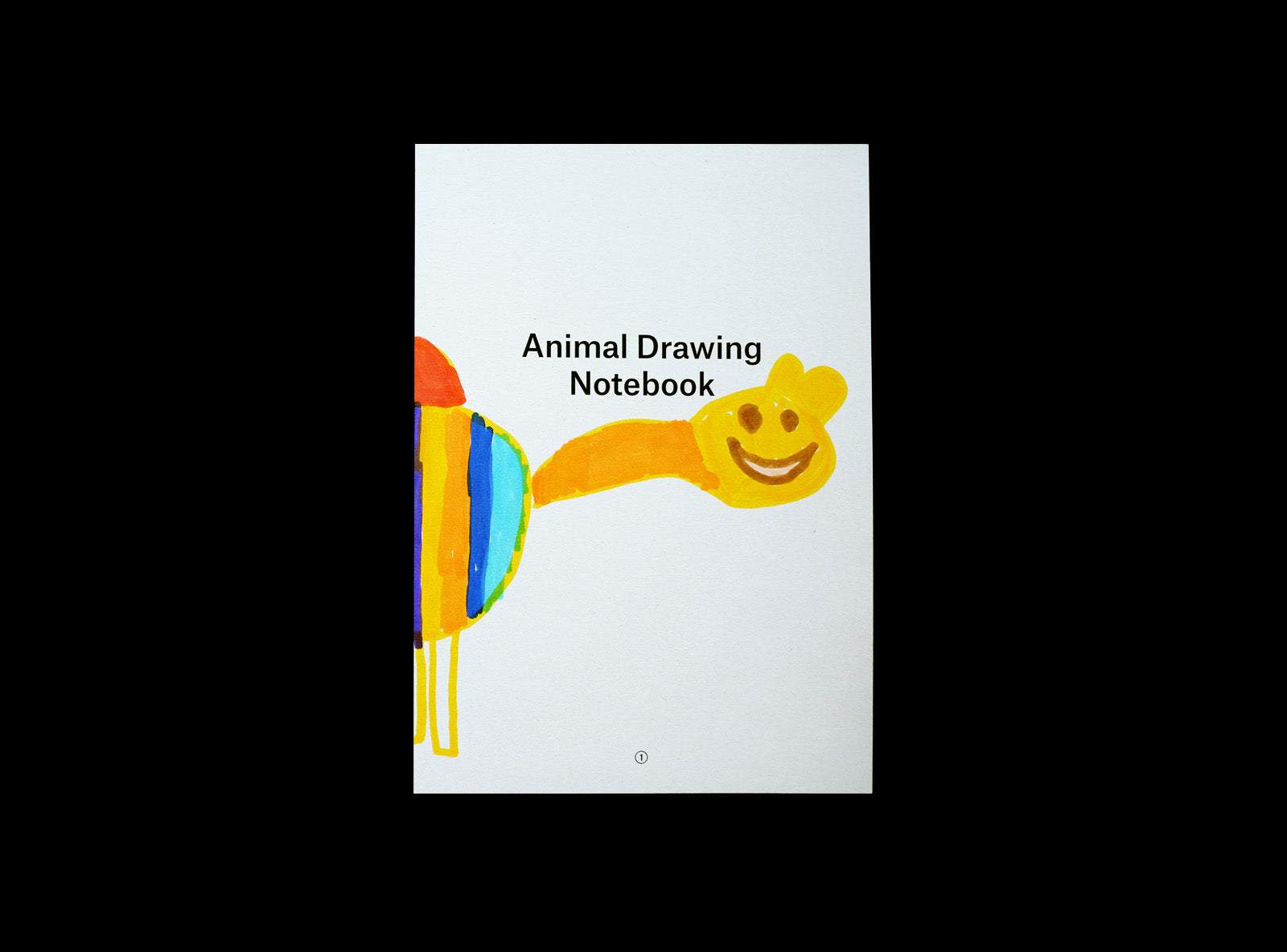 Cover of animal drawing notebook with a kid's drawing: camel