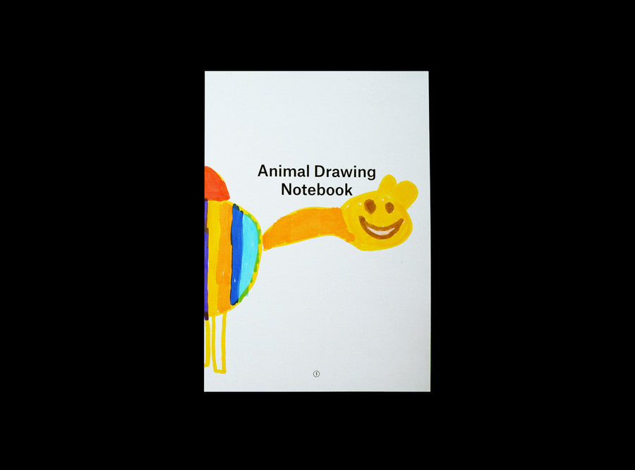 Cover of animal drawing notebook with a kid's drawing: camel