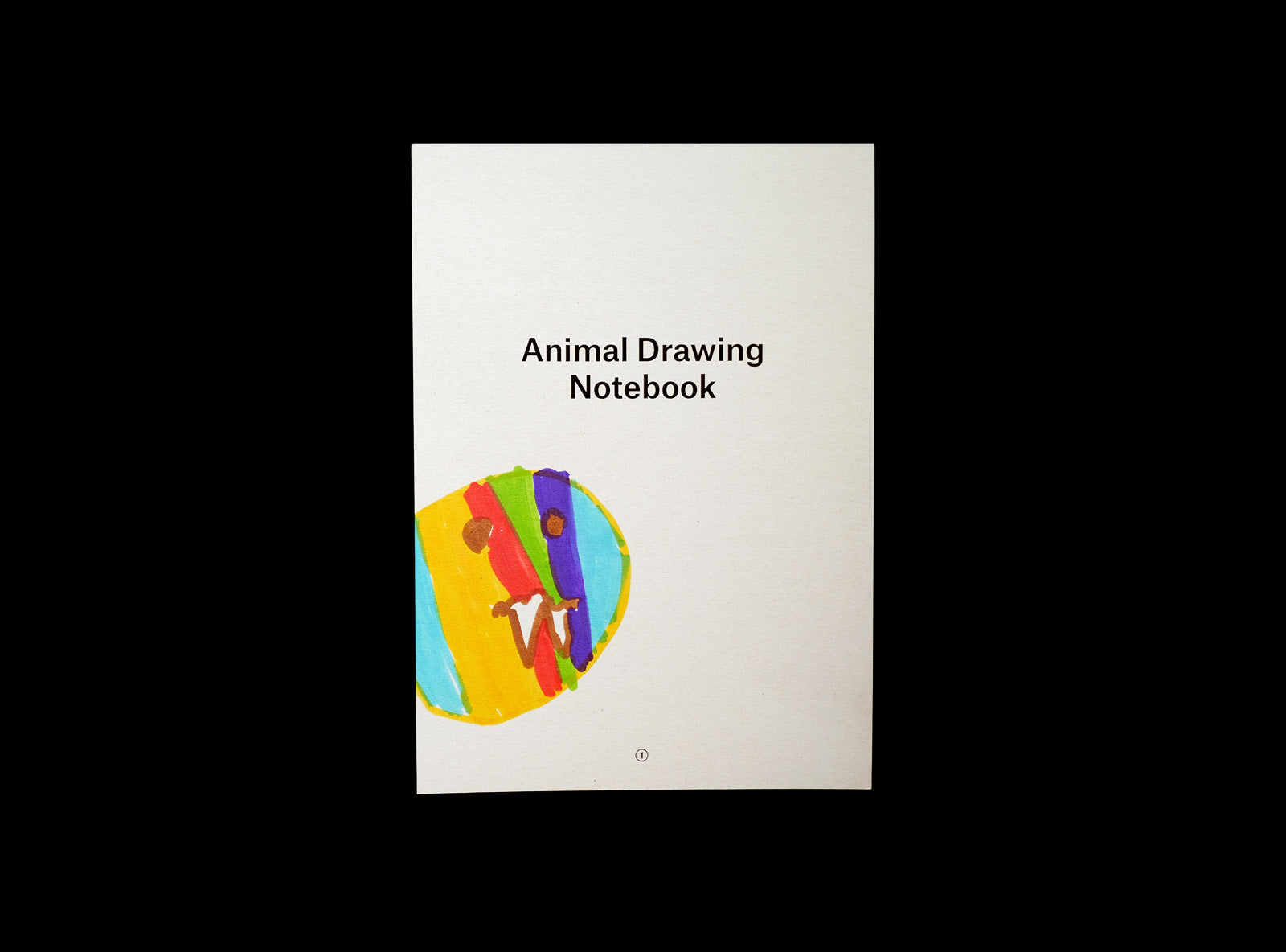 Cover of animal drawing notebook with a kid's drawing: shark