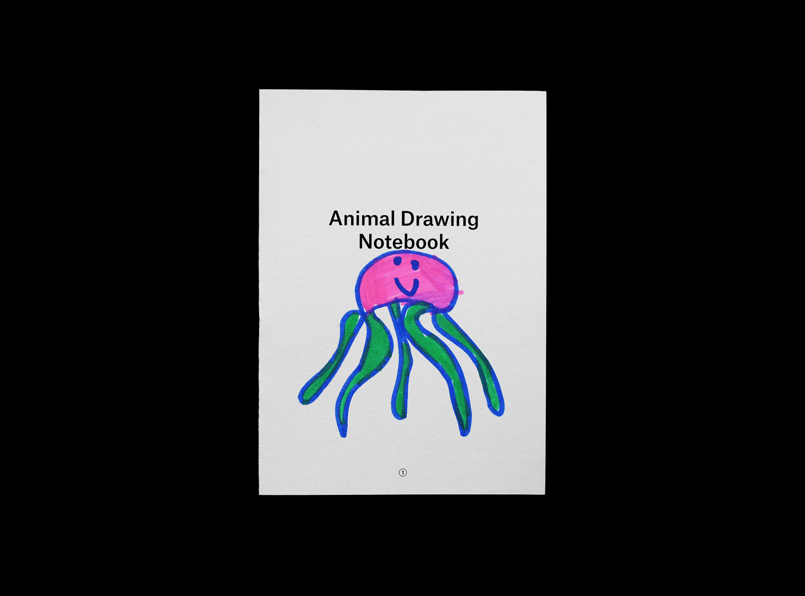 Cover of animal drawing notebook with a kid's drawing: octopus