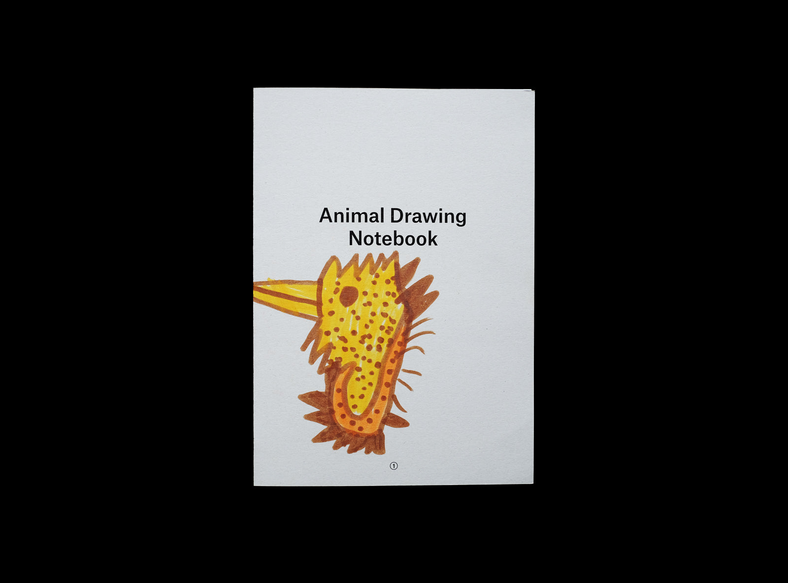 Cover of animal drawing notebook with a kid's drawing:bird