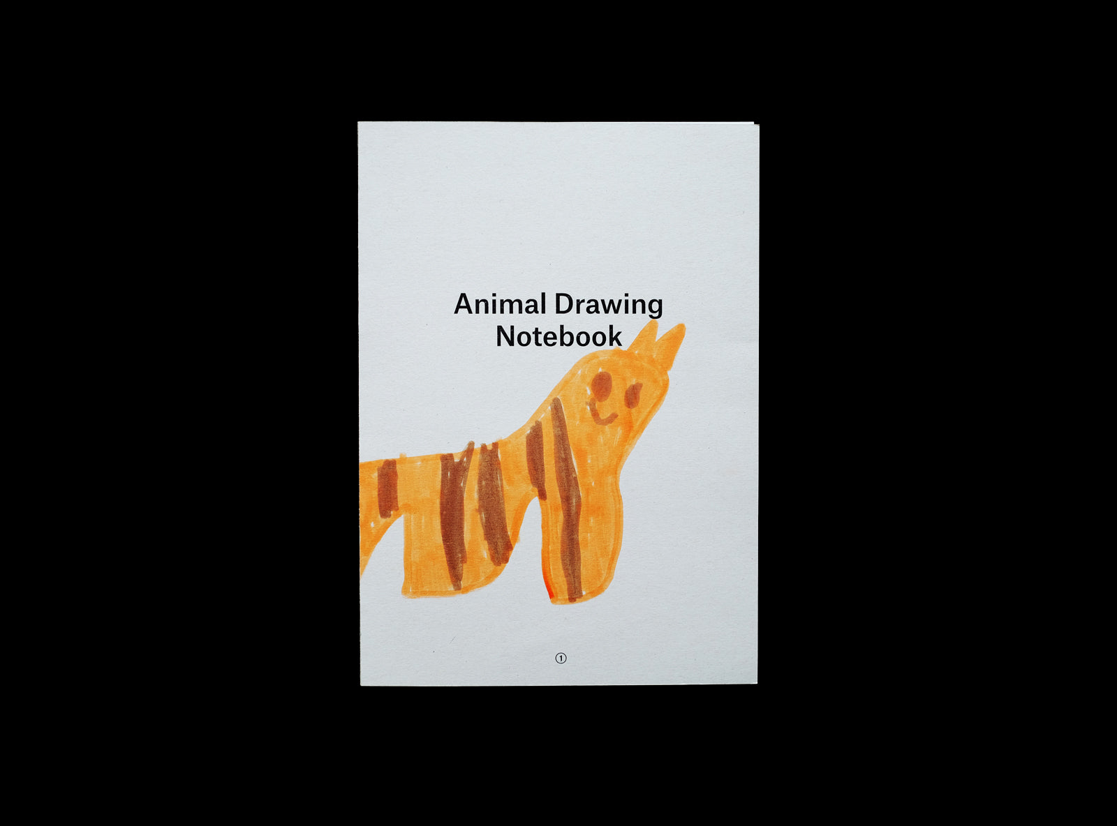 Cover of animal drawing notebook with a kid's drawing: tiger