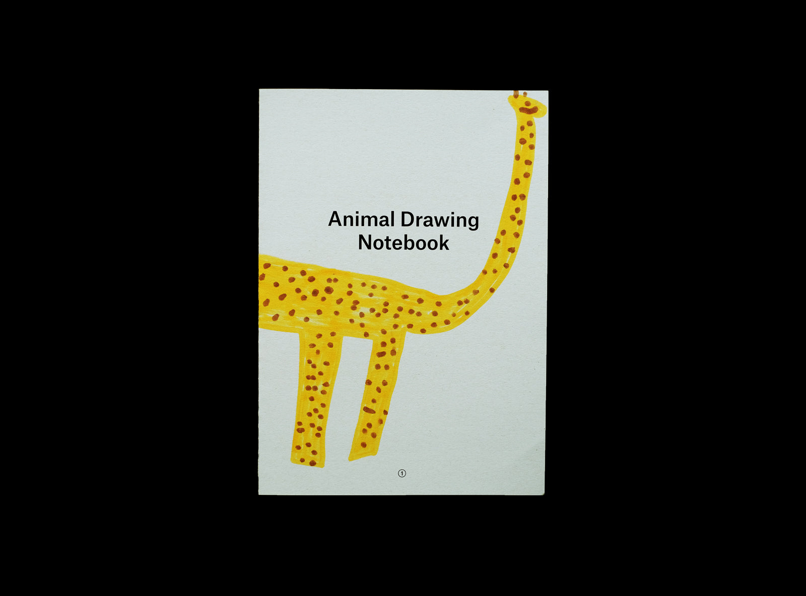 Cover of animal drawing notebook with a kid's drawing:giraf