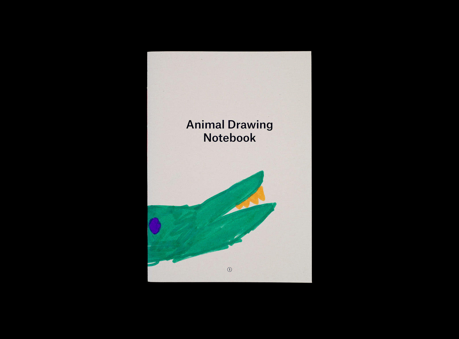 Cover of animal drawing notebook with a kid's drawing: crocodile