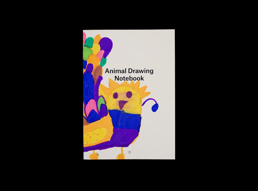 Cover of animal drawing notebook with a kid's drawing: exotic bird