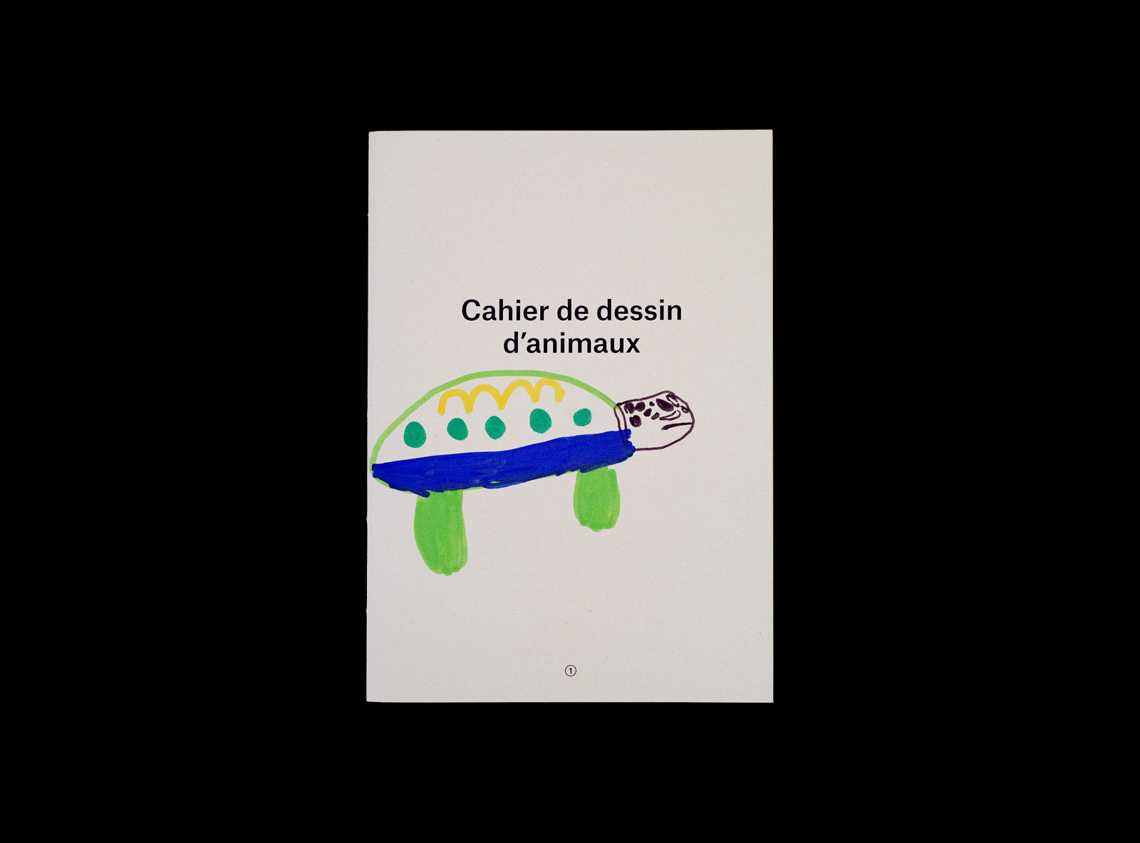 Cover from our Animal Drawing notebook with children drawing: turtle