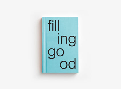 Notebook Filling Good with blue cover and black text on a white background