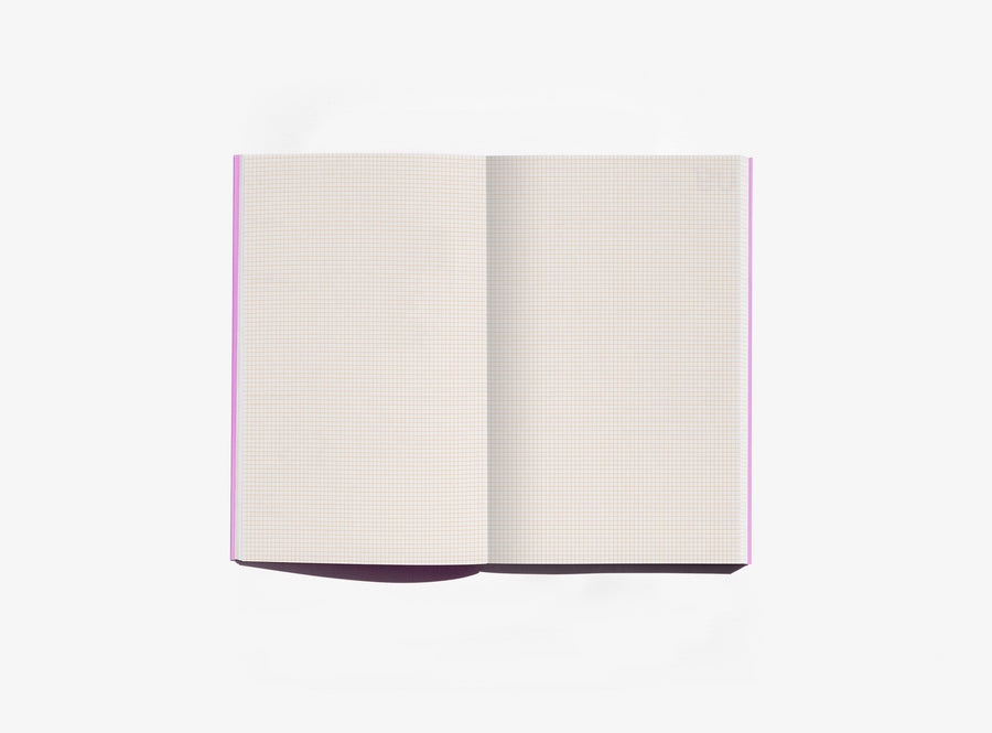 Layout of pink notebook with 2mm grid on a white background