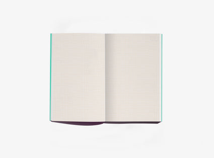 Layout of green notebook with 2mm grid on a white background