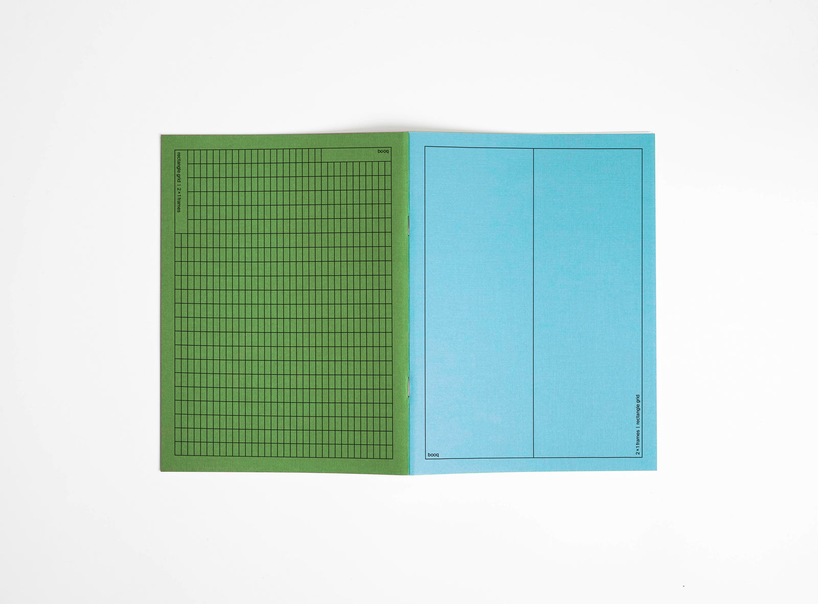 notebook blue and green open to see the covers on white background
