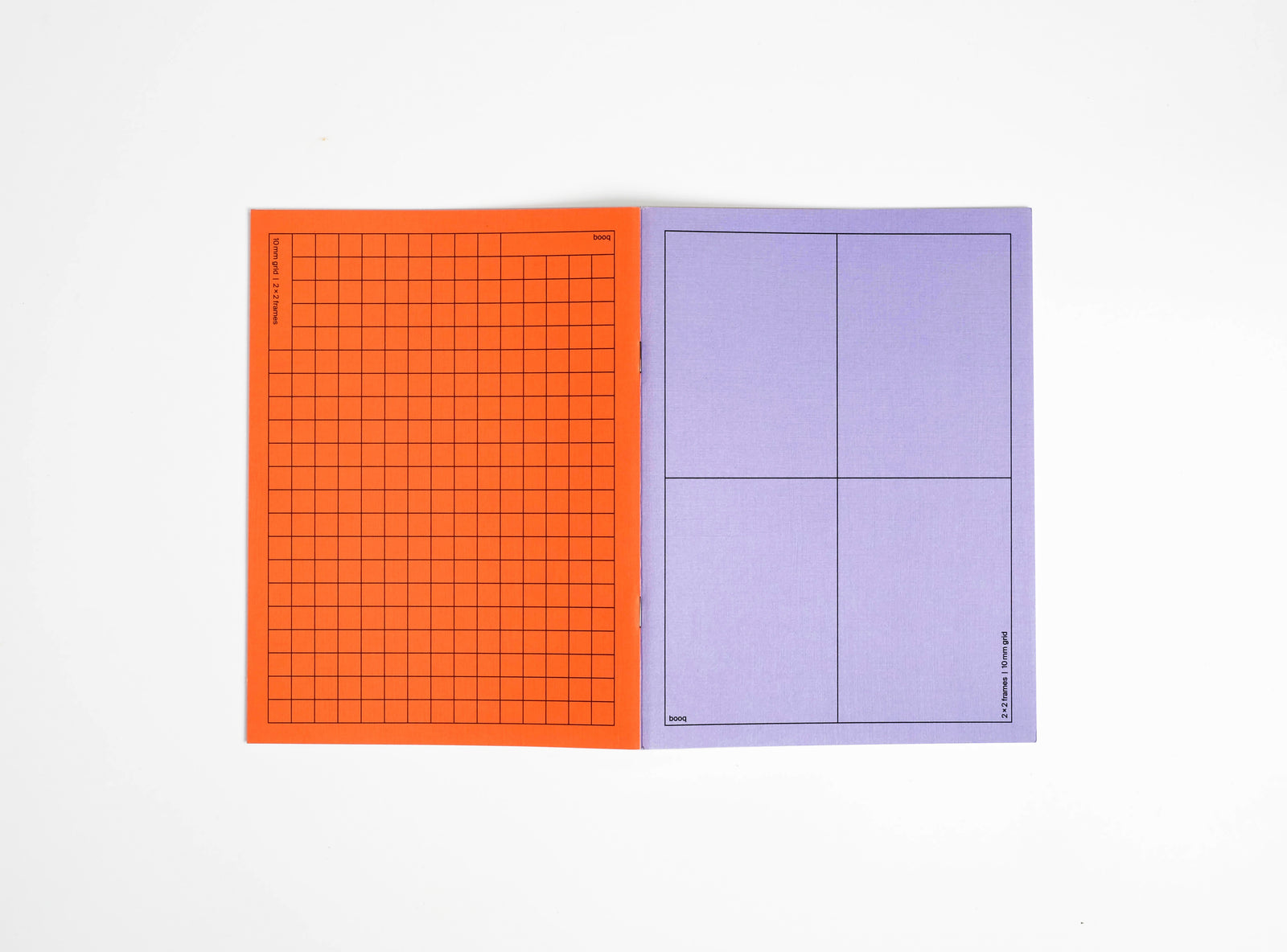 notebook orange and purple open to see the covers on white background