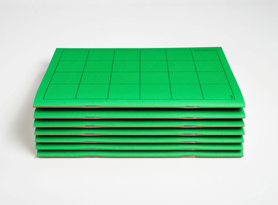 pile of notebook booq on white background, colour: green