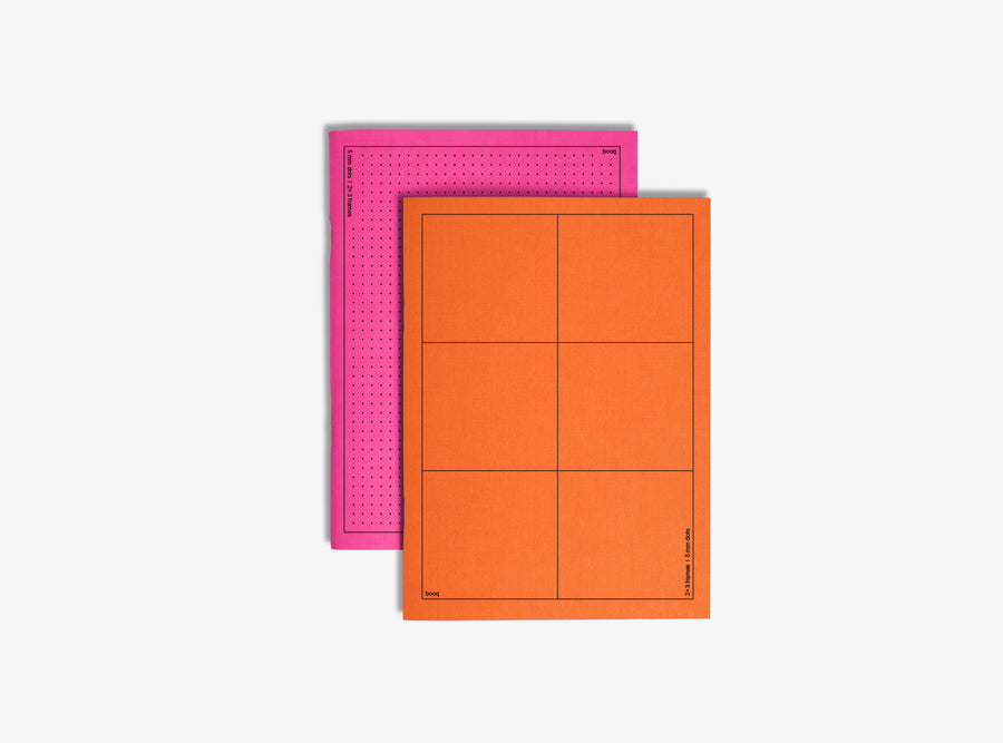 double-sided notebook booq orange-pink covers on white background