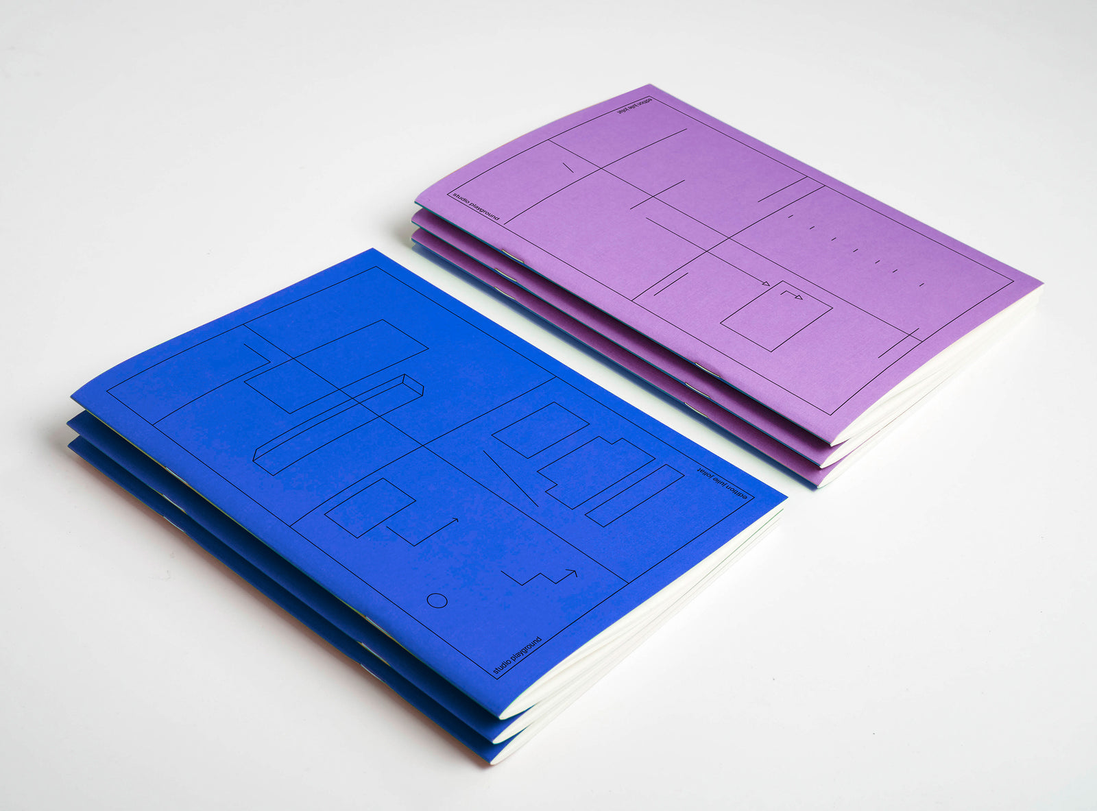 2 stack of notebook edition julie joliat x studio playground, in colour blue and purple on white background