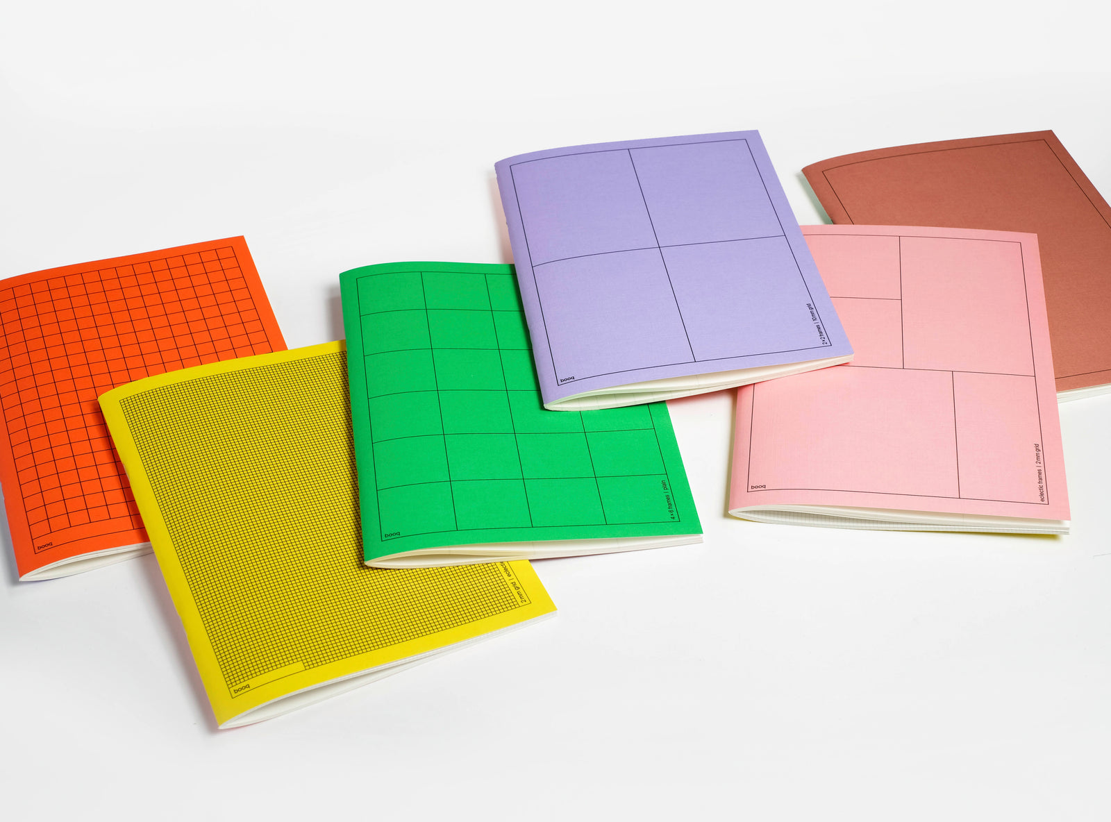 serie of 6 notebooks very colorfull on white background