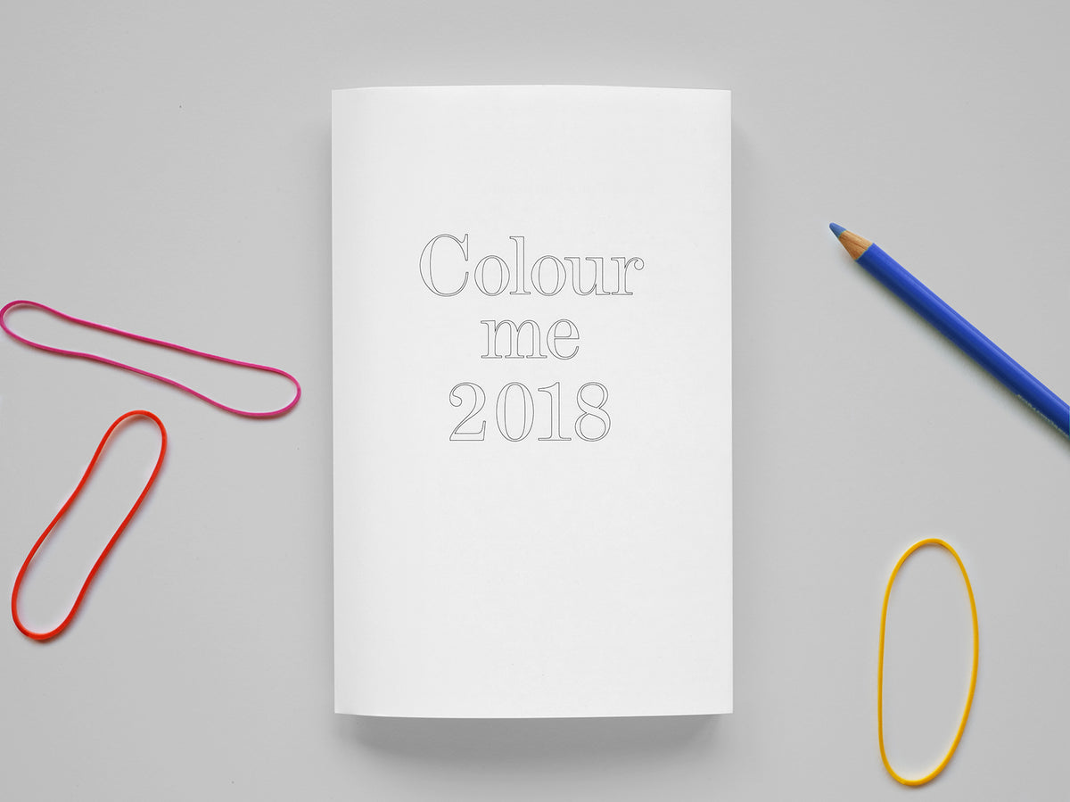 Cover from our 2018 planner with the motto Colour me 2018.
