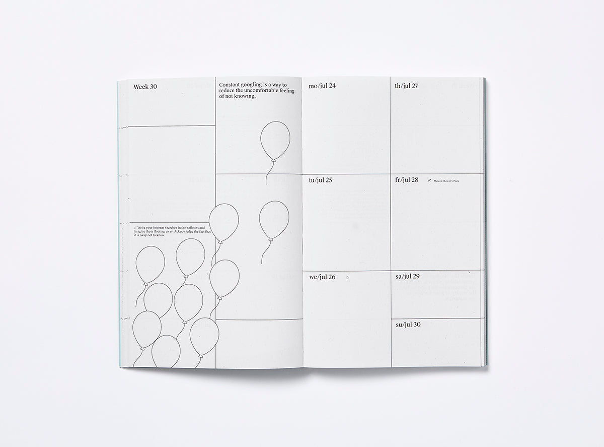 Spread of our 2023 planner with the week view and illustrations.